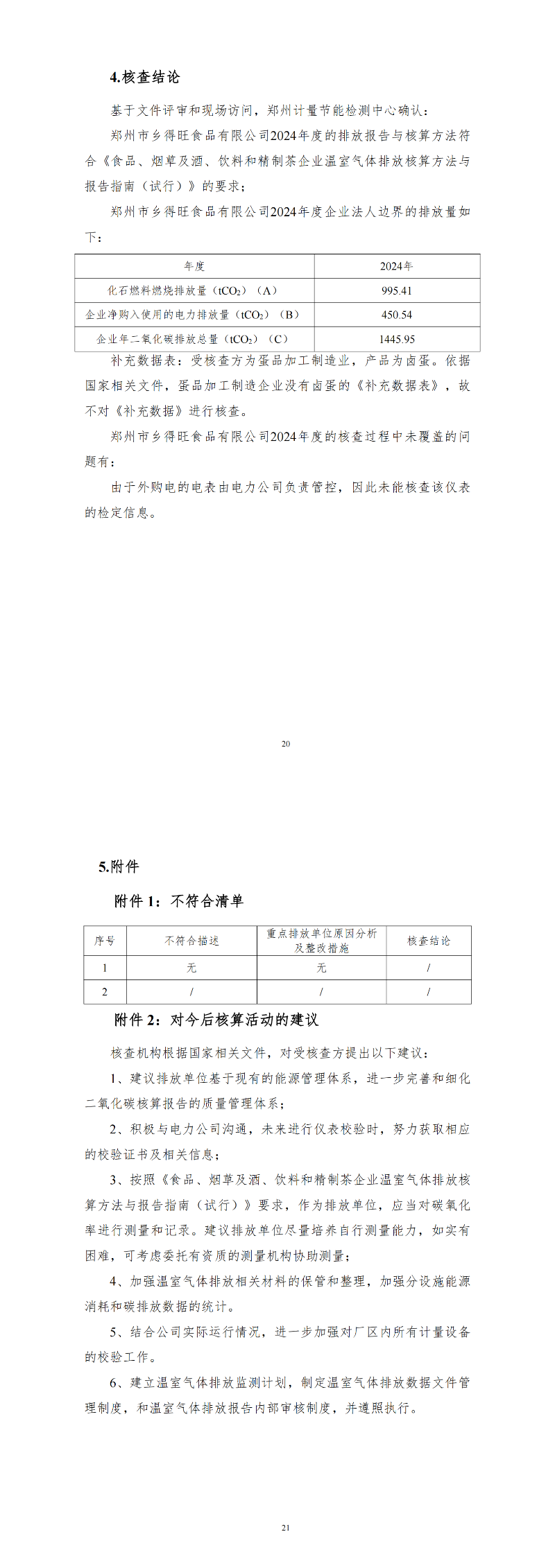 鄭州市鄉(xiāng)得旺食品有限公司2024年溫室氣體排放核查報告_02
